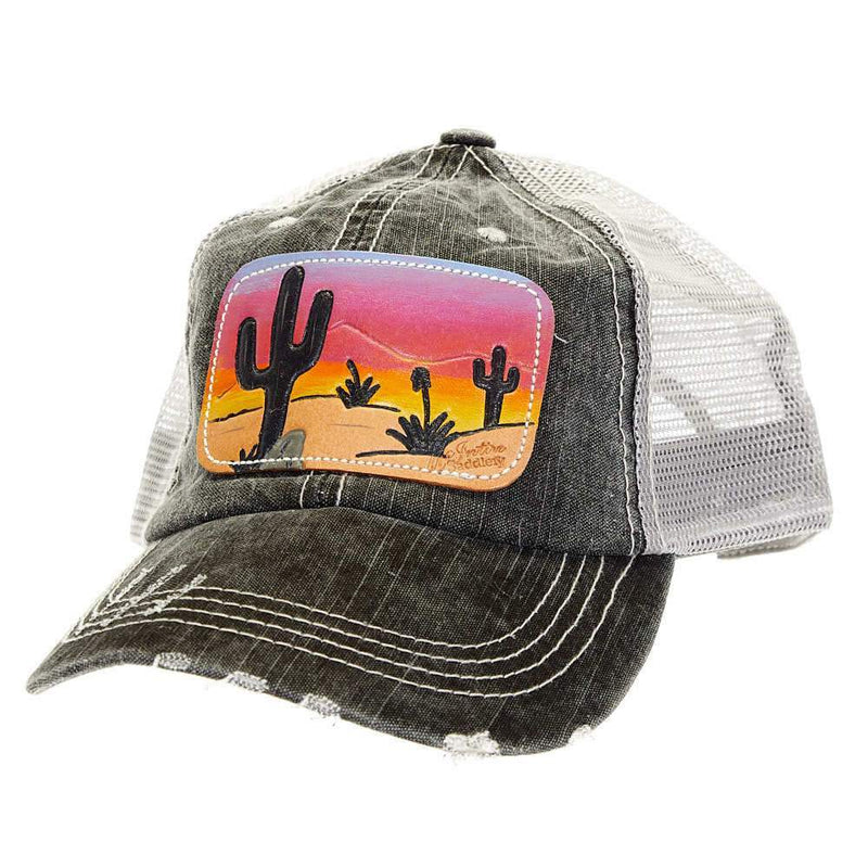 Mcintire Saddlery Charcoal Gray Cap with Dark Sunset Leather Patch