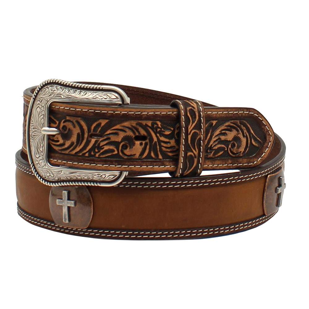 Mens Western Belt Cowboy Concho Genuine Leather Belt for Jeans