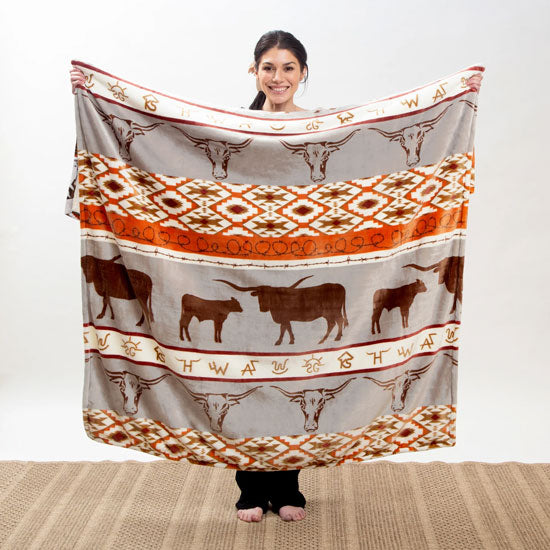Carstens Longhorn Plush 54x68 Sherpa Throw