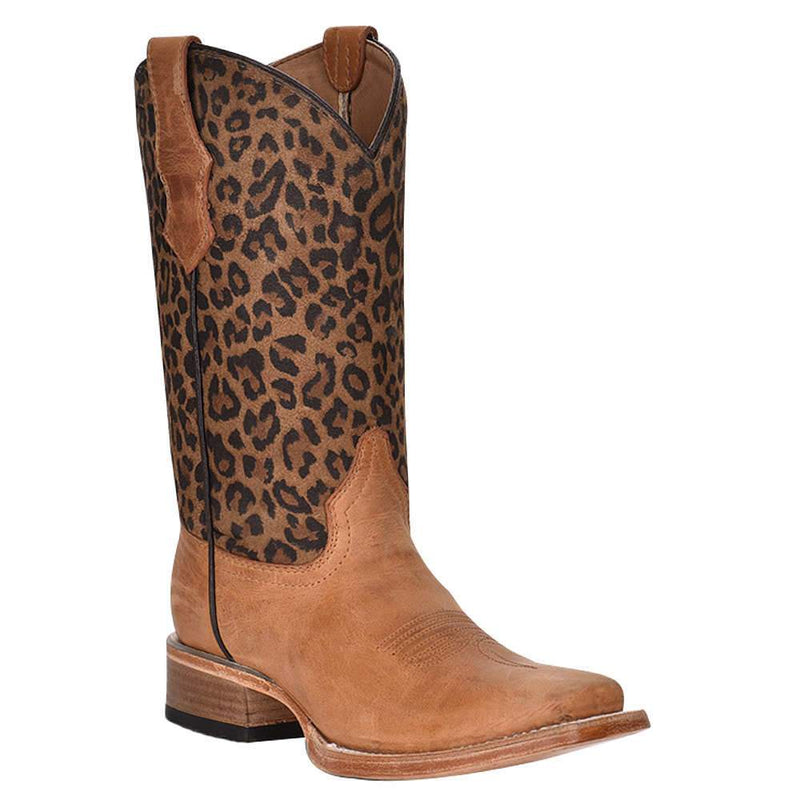Kids Honey Leopard Print Top Sq Toe Boot