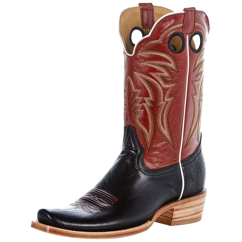 R Watson Sand Roughout 13 Cherry Red Top Leather Sole Mens Cowboy Boot