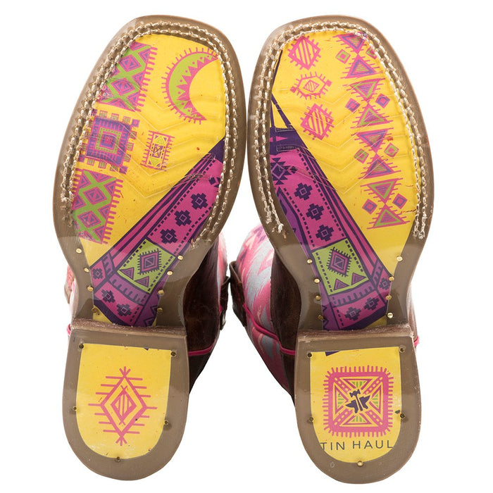 Tin Haul Footwear Youth Tin Haul Pink Moon Teepee Sole 10` Shaft Cowgirl Boots