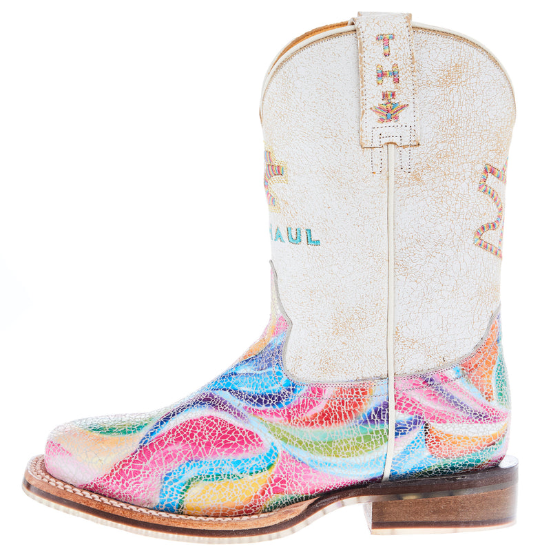 Tin Haul Kids Color Burst with Cowgirl Sole Cowgirl Boot