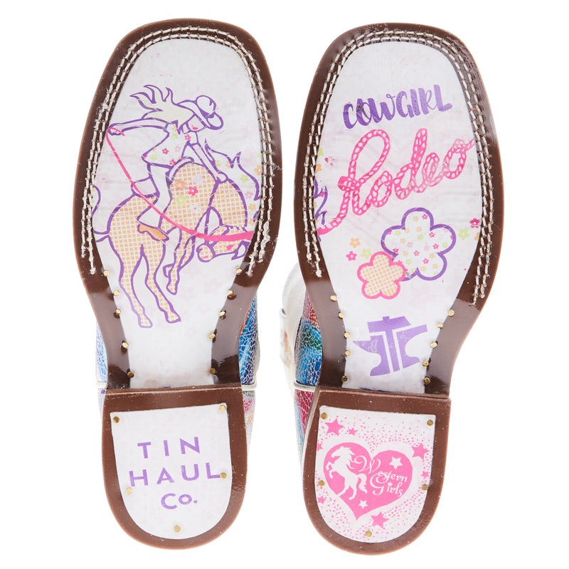 Tin Haul Kids Color Burst with Cowgirl Sole Cowgirl Boot