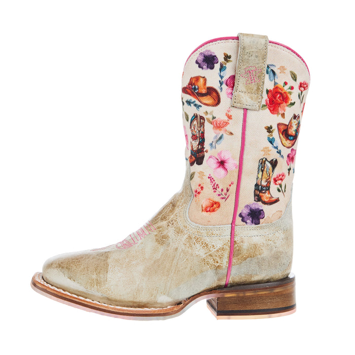 Tin Haul Kid`s Let`s Go Cowgirl w/ Flower Power Sole Boot