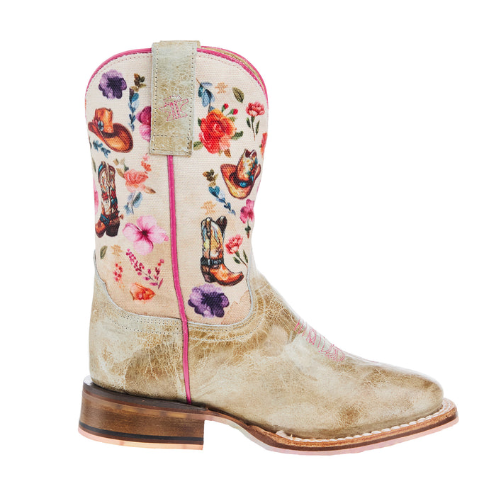 Tin Haul Kid`s Let`s Go Cowgirl w/ Flower Power Sole Boot