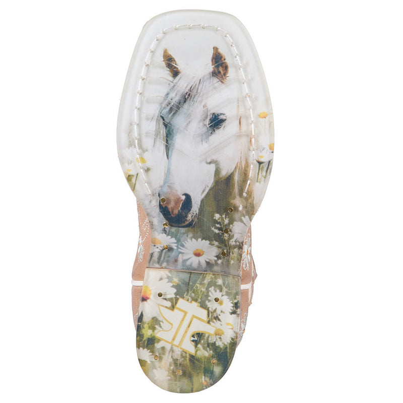 Tin Haul Kid's Meadow Mare Sole Daisy Dots Vamp 8in White Top