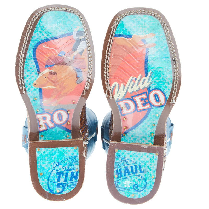 Tin Haul Little Kids Maze Bull Rider Sole Blue 8 In Top Boot