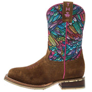 Tin Haul Footwear Little Kids Feathers Top and Hummingbird Sole 8 In Top Boot