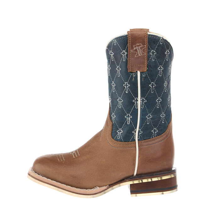 Tin Haul kid's Criss Cross Cross Brown Square Toe Just Believe Sole Boot