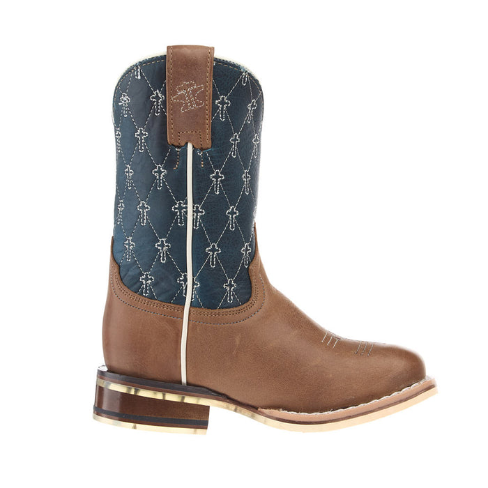 Tin Haul kid's Criss Cross Cross Brown Square Toe Just Believe Sole Boot