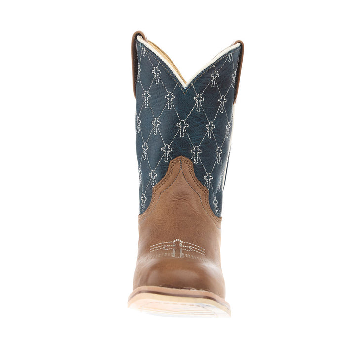 Tin Haul kid's Criss Cross Cross Brown Square Toe Just Believe Sole Boot