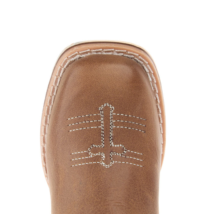 Tin Haul kid's Criss Cross Cross Brown Square Toe Just Believe Sole Boot