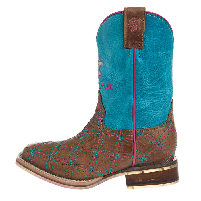 Tin Haul Kid's Twister Embroidered Square Toe Tutti Fruti Sole Boot