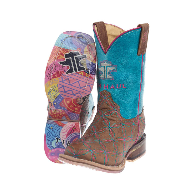 Tin Haul Kid's Twister Embroidered Square Toe Tutti Fruti Sole Boot