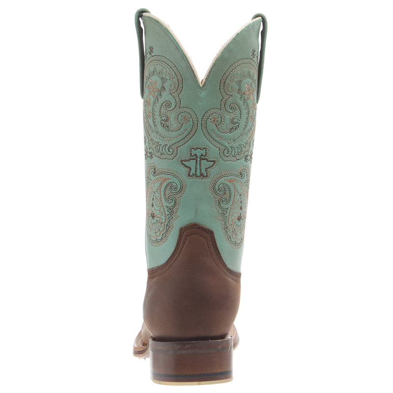 Tin Haul Women`s Brown Vamp 11In Turquoise Top Boot