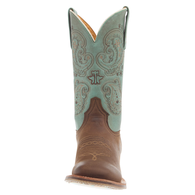 Tin Haul Women`s Brown Vamp 11In Turquoise Top Boot