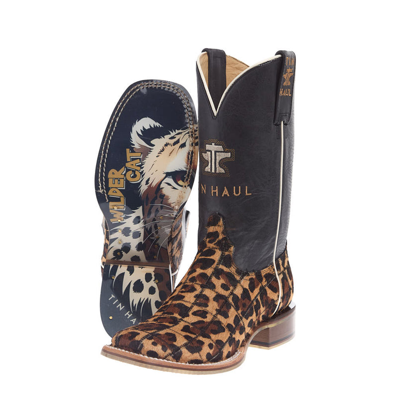 Tin Haul Women's Cheetah Vamp 11In Black Top Boot