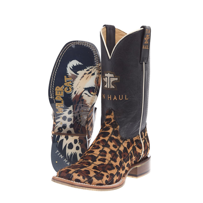 Tin Haul Women's Cheetah Vamp 11In Black Top Boot