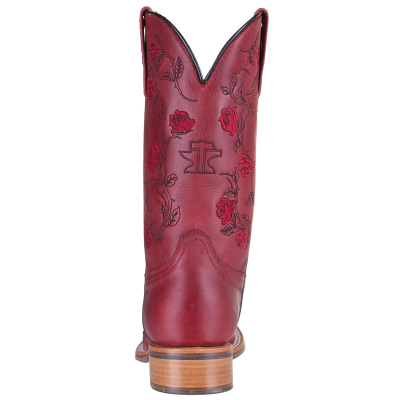 Tin Haul Women's Red Floral Vamp 13in Red Embroidered Top Boot