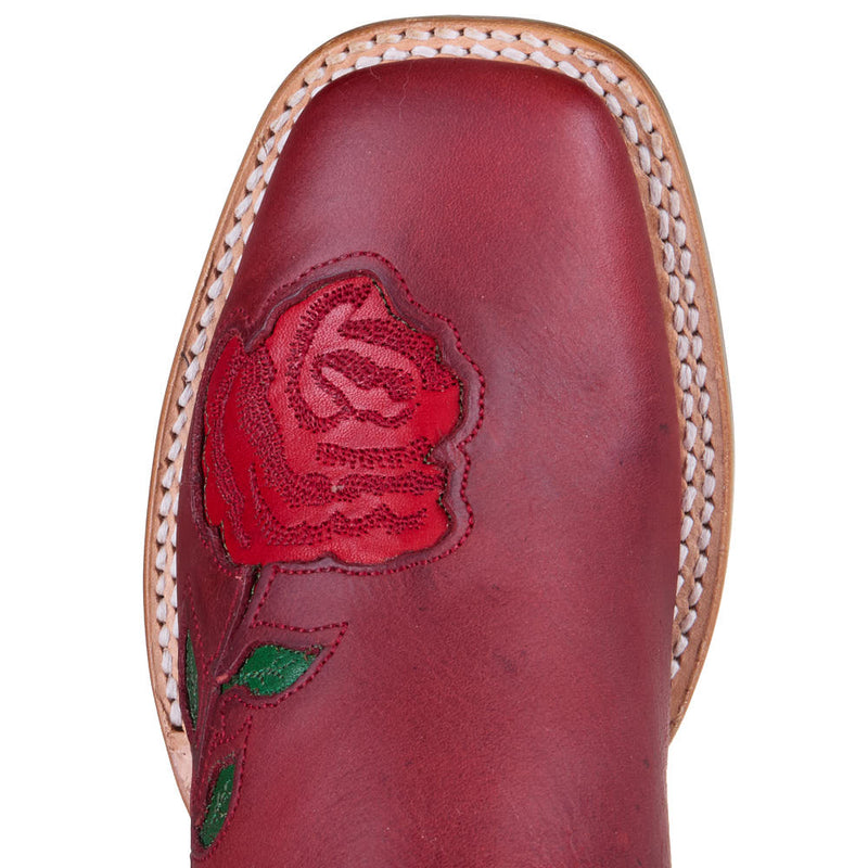 Tin Haul Women's Red Floral Vamp 13in Red Embroidered Top Boot