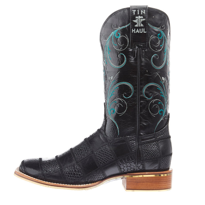 Tin Haul Women's Black Checker'd 11in Black Top