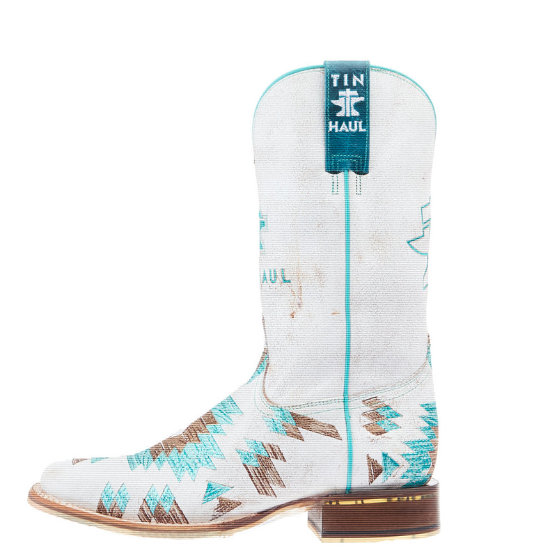 Tin Haul Women's White Aztec Vamp 11in White Top Boot