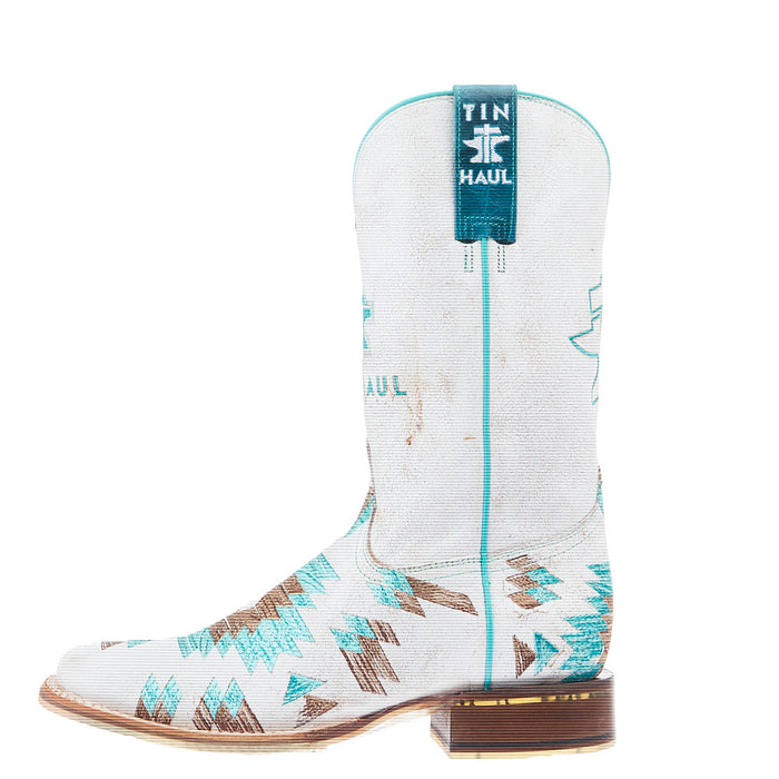 Tin Haul Women's White Aztec Vamp 11in White Top Boot