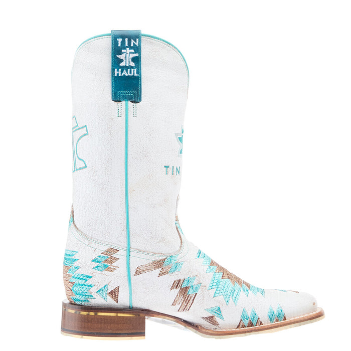 Tin Haul Women's White Aztec Vamp 11in White Top Boot