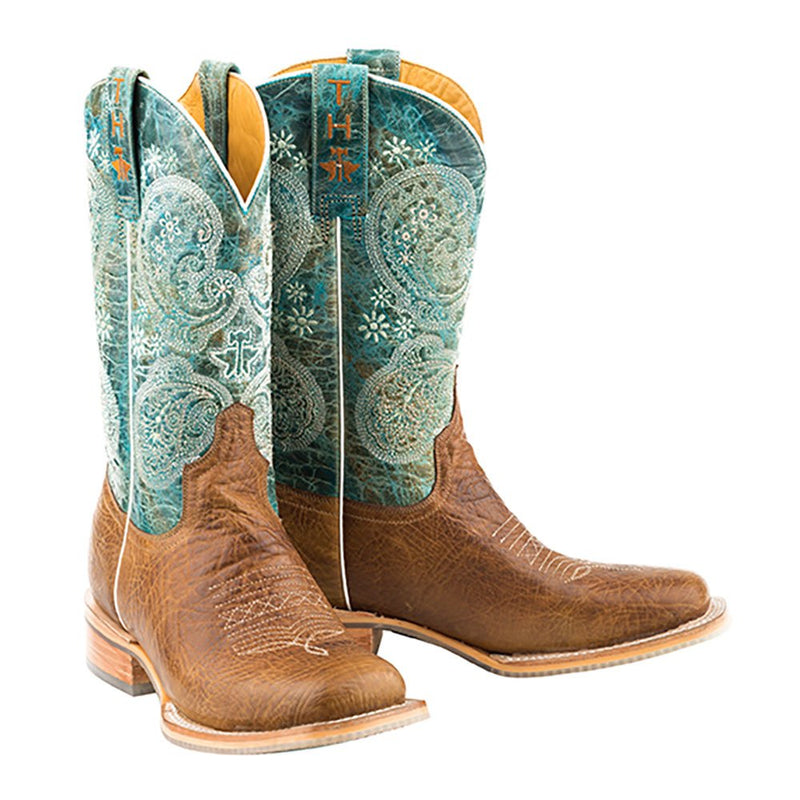 Tin Haul Womens Yee-Haw Paisley Print Cowgirl Boots