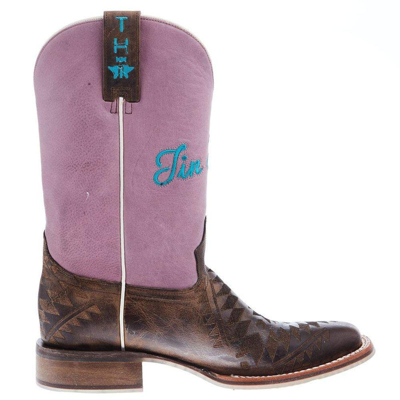 Tin Haul Footwear Women's Azteca/ Headdress Sole 11 In Pink Top Cowgirl Boots