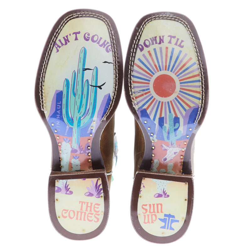 Tin Haul Women's Hot Stuff/ Sun Comes Up Sole 13 In Cactus Print Top Cowgirl Boot