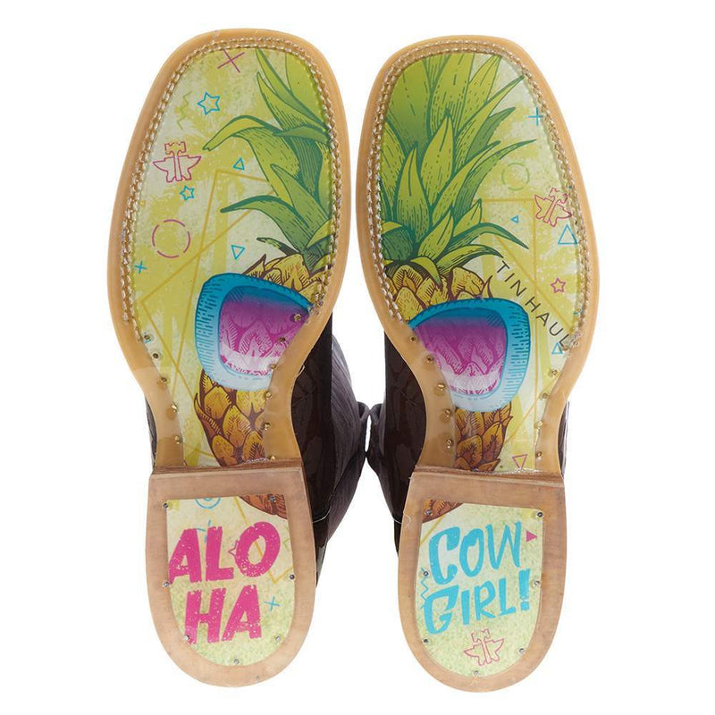 Tin Haul Footwear Womens Aloha Floral Pineapple Sole Boot