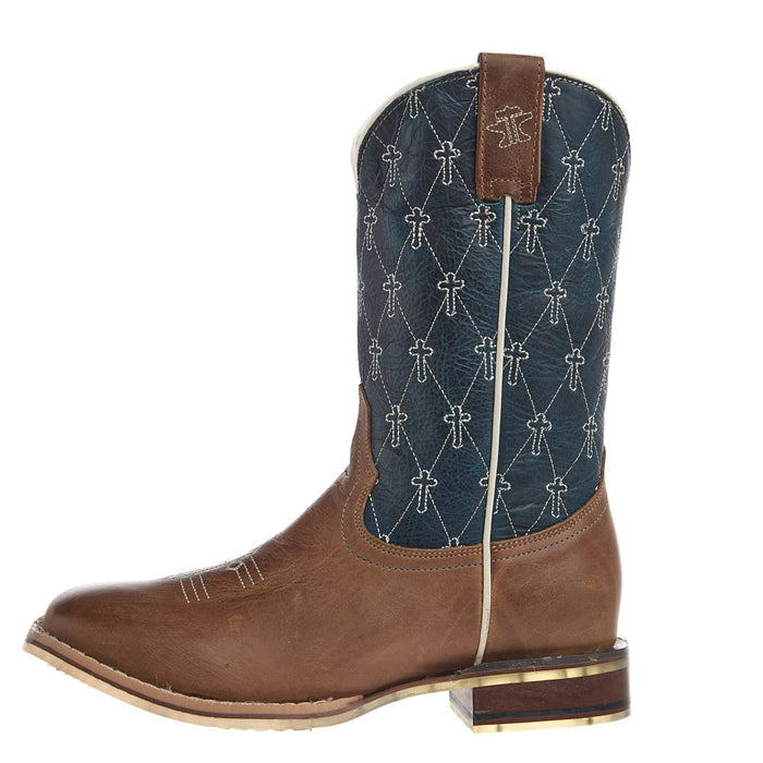 Tin Haul Youth Criss Cross Cross Brown Square Toe Just Believe Sole Boot