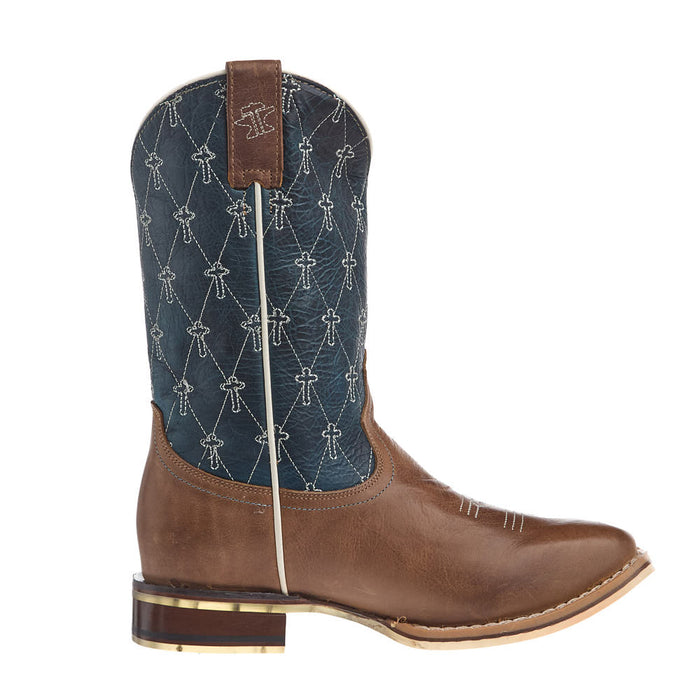 Tin Haul Youth Criss Cross Cross Brown Square Toe Just Believe Sole Boot