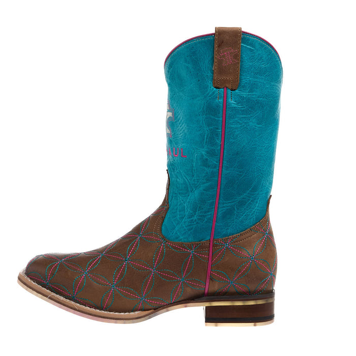 Tin Haul Youth Twister Embroidered Square Toe Tutti Fruti Sole Boot