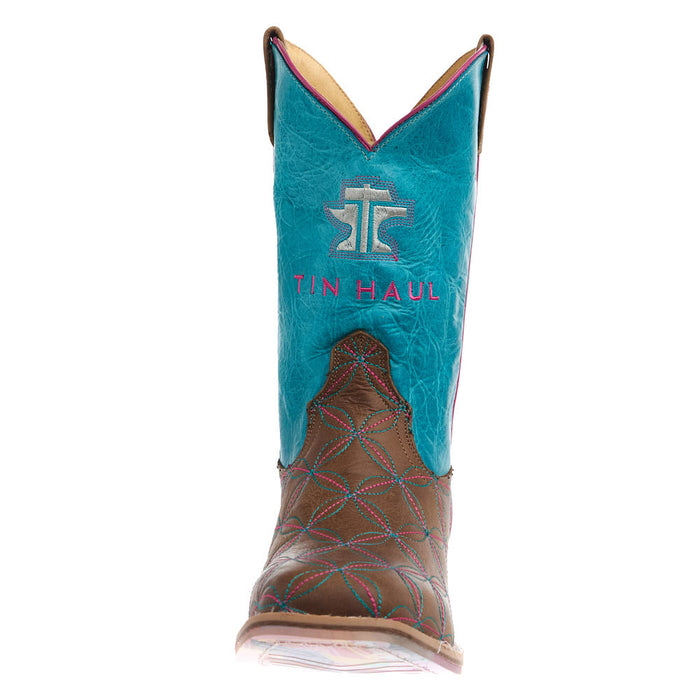 Tin Haul Youth Twister Embroidered Square Toe Tutti Fruti Sole Boot