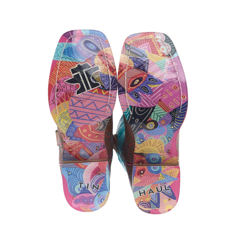 Tin Haul Youth Twister Embroidered Square Toe Tutti Fruti Sole Boot