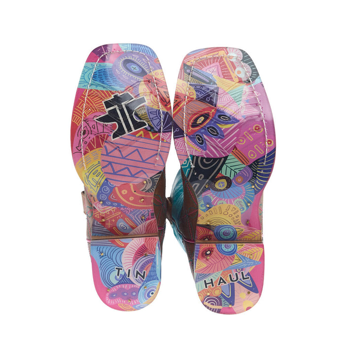 Tin Haul Youth Twister Embroidered Square Toe Tutti Fruti Sole Boot