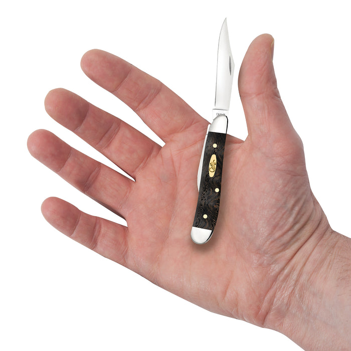 Case Knives Smooth Black Curly Oak Wood Peanut Knife