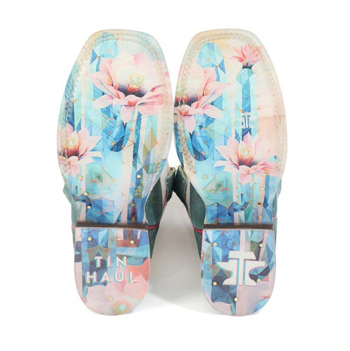 Tin Haul Kid`s Diamond Girl and Cactus Rose Sole Square Toe Boot