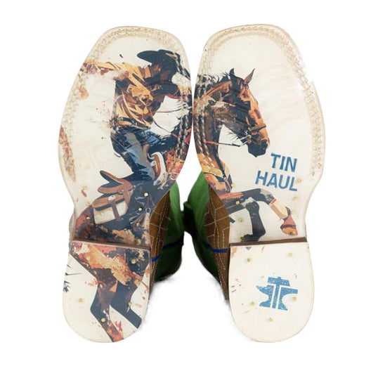 Tin Haul Kid`s Gridlock Ride Em Cowboy Tan Cowboy Boot