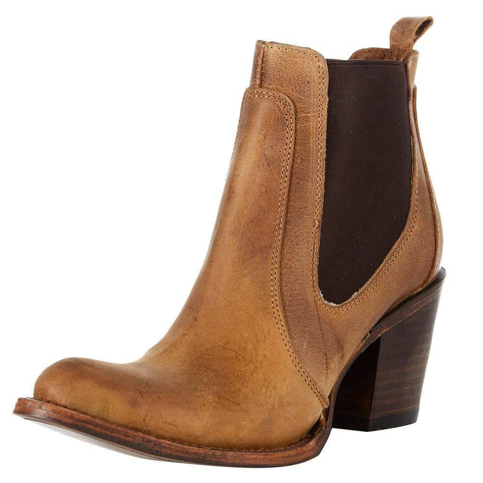 Womens Tan/Elastic Ankle Bootie