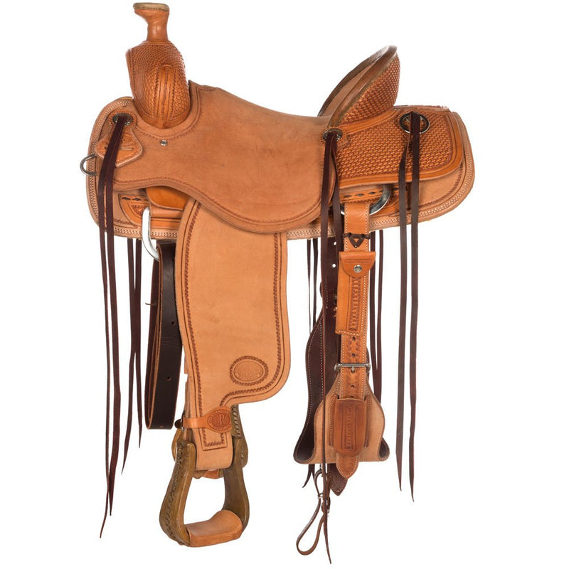 Nrs Competitors Natural 1/2 Breed Basket Stamp Olin Young Ranch Roper Saddle