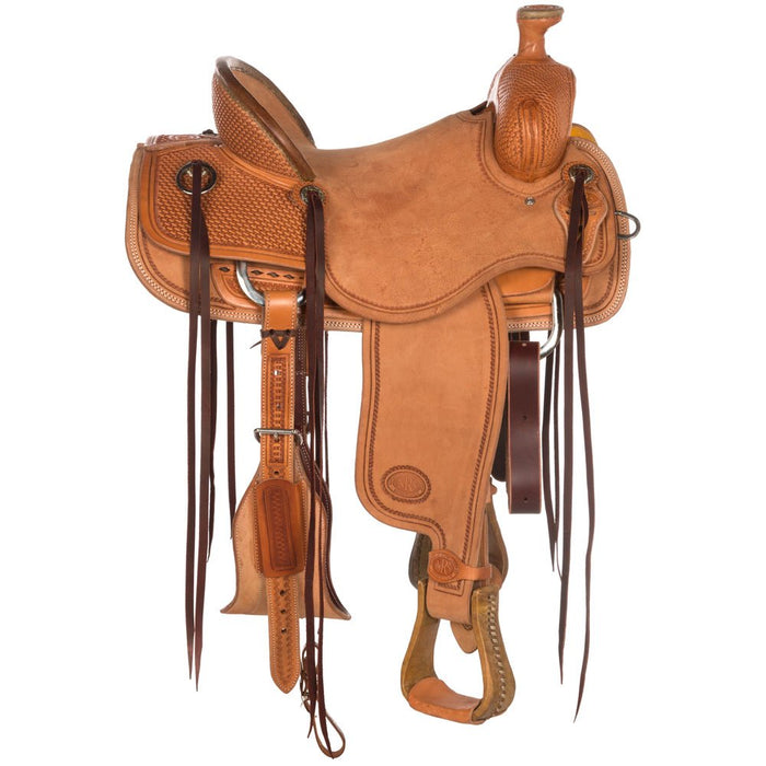 Nrs Competitors Natural 1/2 Breed Basket Stamp Olin Young Ranch Roper Saddle