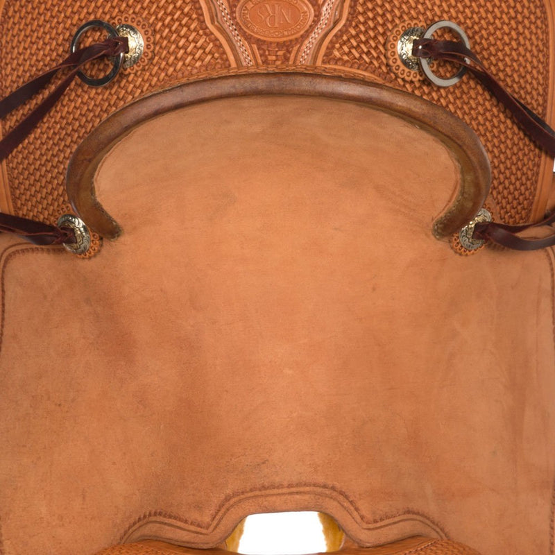 Nrs Competitors Natural 1/2 Breed Basket Stamp Olin Young Ranch Roper Saddle