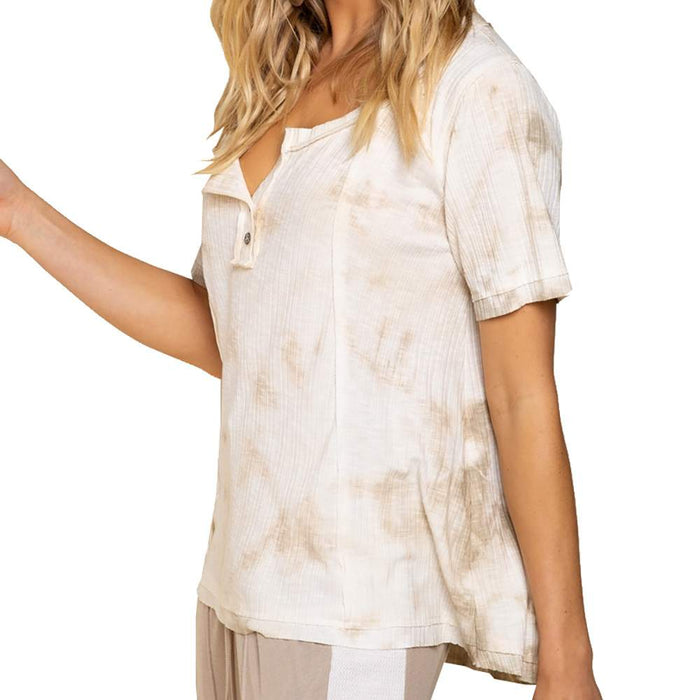 Ivory/Taupe Tie Dye S/S Top