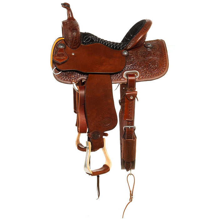 Nrs Competitors NRS Competitor Series Lily Flower Chocolate roughout w/ quilted seat barrel saddle