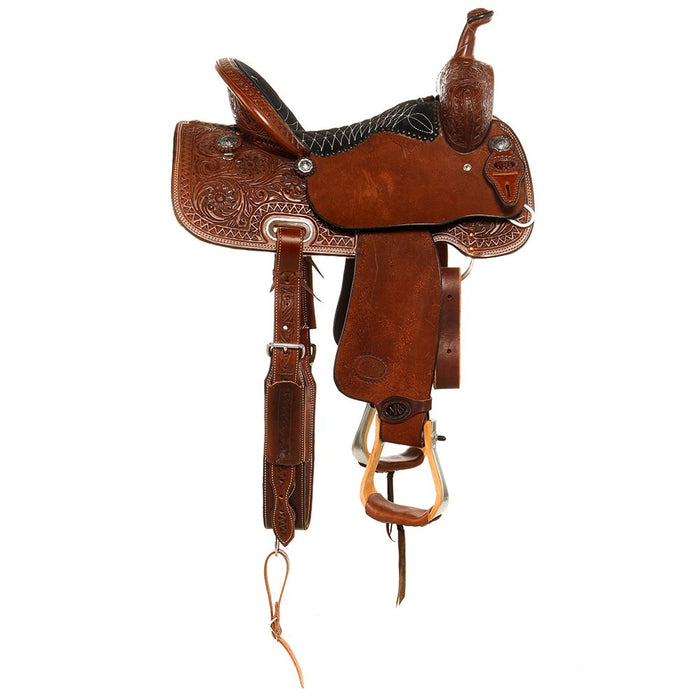 Nrs Competitors NRS Competitor Series Lily Flower Chocolate roughout w/ quilted seat barrel saddle