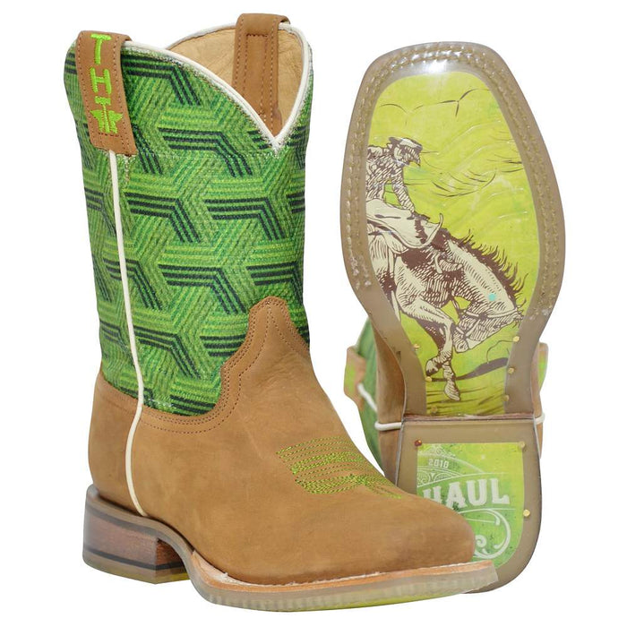 Tin Haul Footwear Youth Green Geo Bronc Cowboy Boot